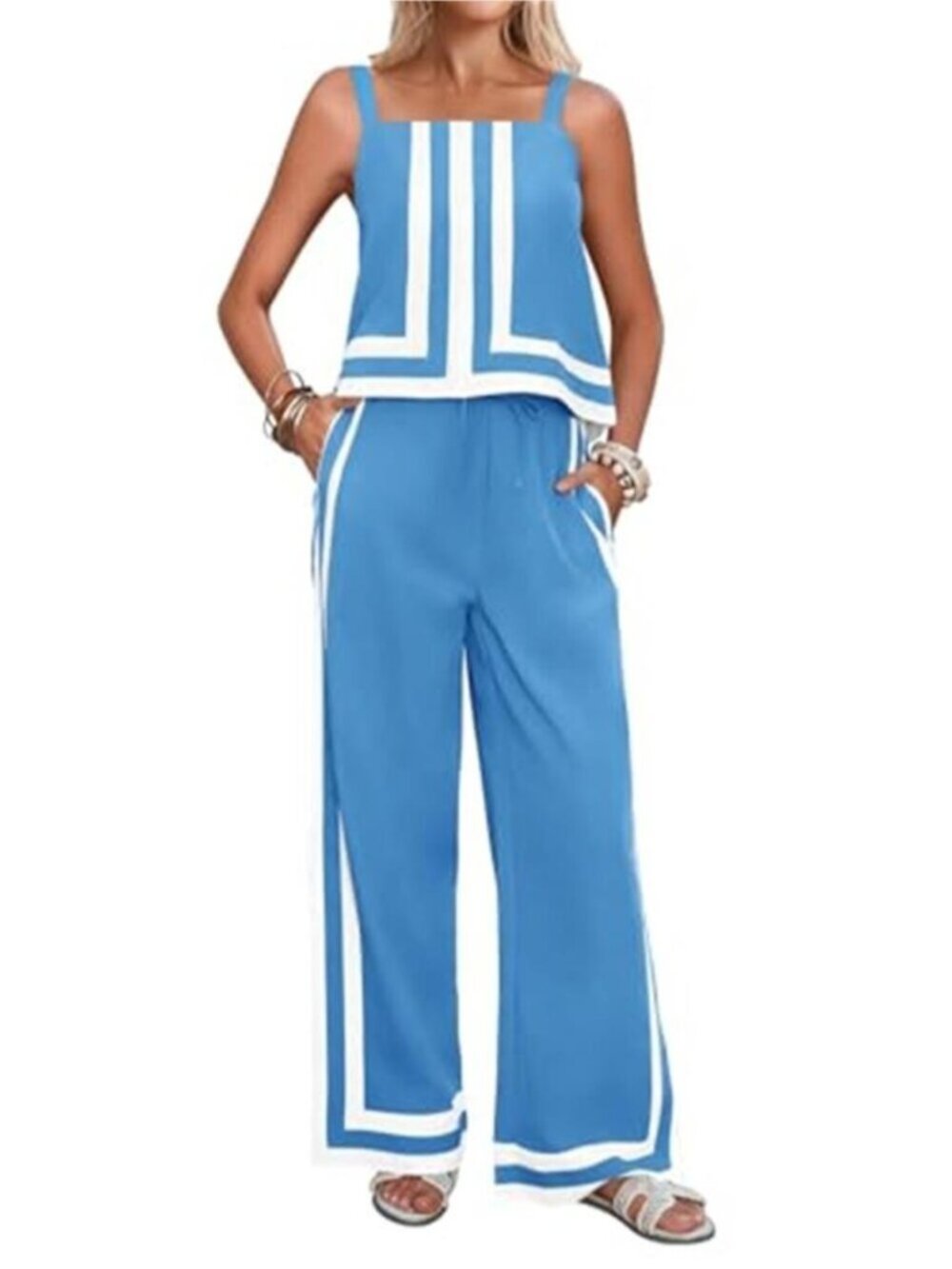 Women's 2 Piece Lounge Set Summer Casual Color Block Set